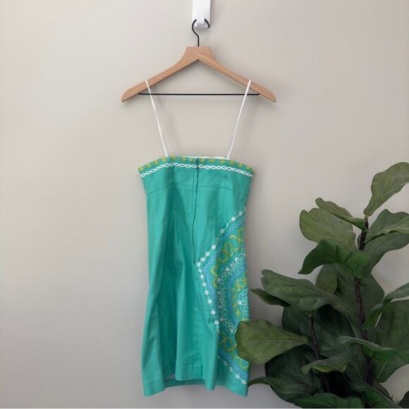Lilly Pulitzer Strapless Mini Dress Bumble Bee Embroidered Cotton Stretch Preppy - Picture 2 of 7